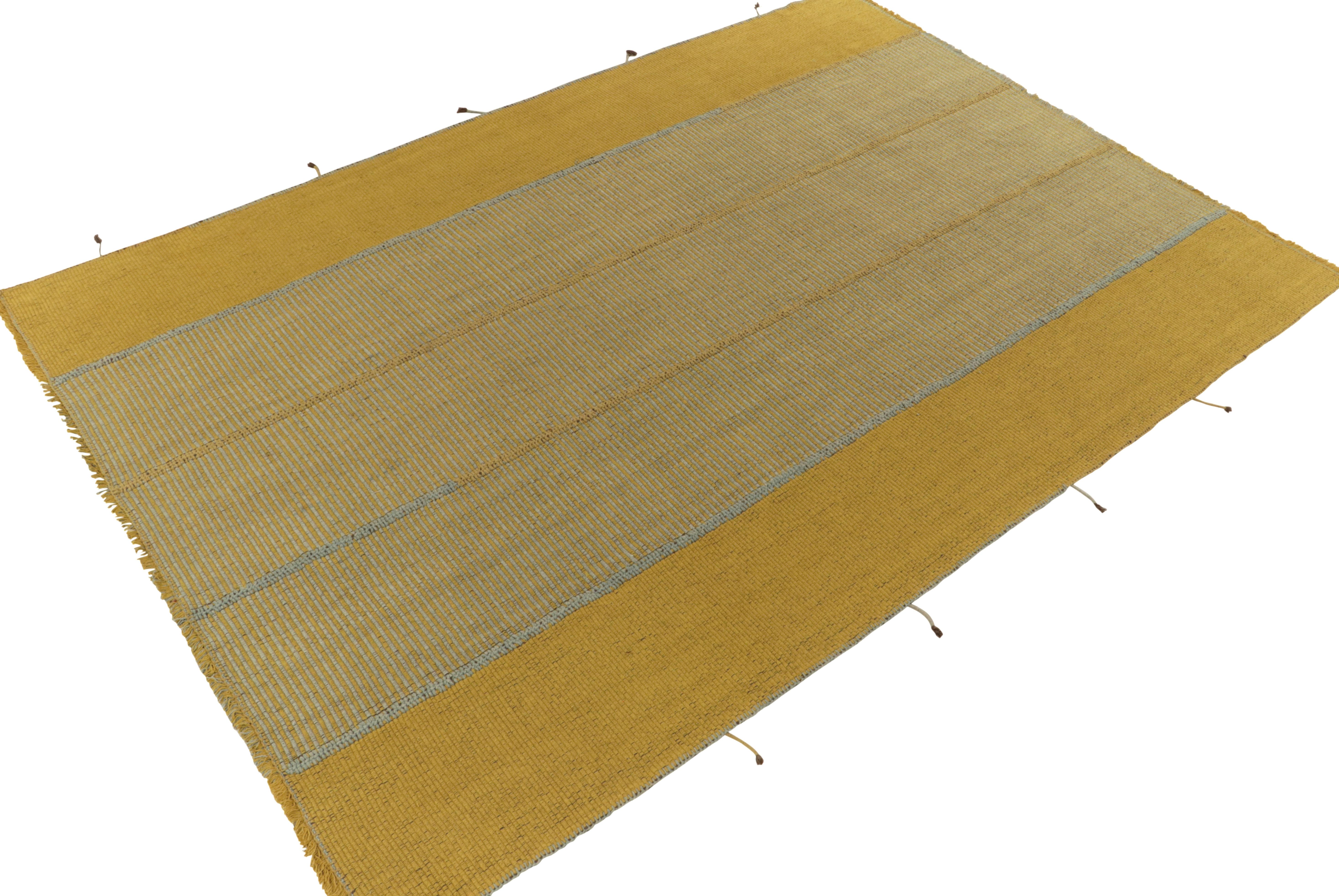 Handgewebte Wolle, ein zeitgenössischer 9x12-Kilim aus einer kühnen neuen Flachgewebe-Kollektion von Rug & Kilim.

Über das Design: Unsere 