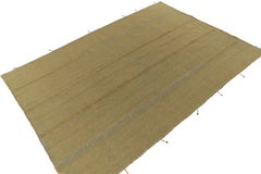 Rug & Kilim’s Contemporary Kilim in Golden-Yellow with Blue Stripes & Accents