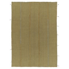 Rug & Kilim’s Contemporary Kilim in Golden-Yellow with Blue Stripes & Accents