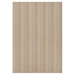 Rug & Kilim's Contemporary Kilim in Gray and Beige-Brown Textural Stripes (Kilim contemporain à rayures texturées gris et beige-brun) 