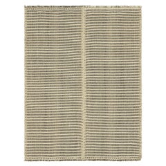 Rug & Kilim's Contemporary Kilim in Gray and Beige Textural Stripes (Kilim contemporain à rayures texturées grises et beiges)