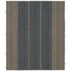 Rug & Kilim’s Contemporary Kilim in Gray and Blue Textural Stripes