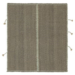 Rug & Kilim’s Contemporary Kilim in Gray and Blue Textural Stripes