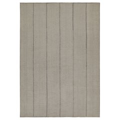 Rug & Kilim's Contemporary Kilim in Gray and Cream Stripes (Kilim contemporain à rayures grises et crème)