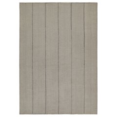 Rug & Kilim’s Contemporary Kilim in Gray and Cream Stripes