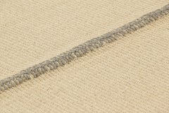 Rug & Kilim’s Contemporary Kilim in Gray and Cream White Textural Stripes