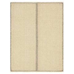 Rug & Kilim's Contemporary Kilim in Gray and Cream White Textural Stripes (Kilim contemporain à rayures texturales grises et blanches)