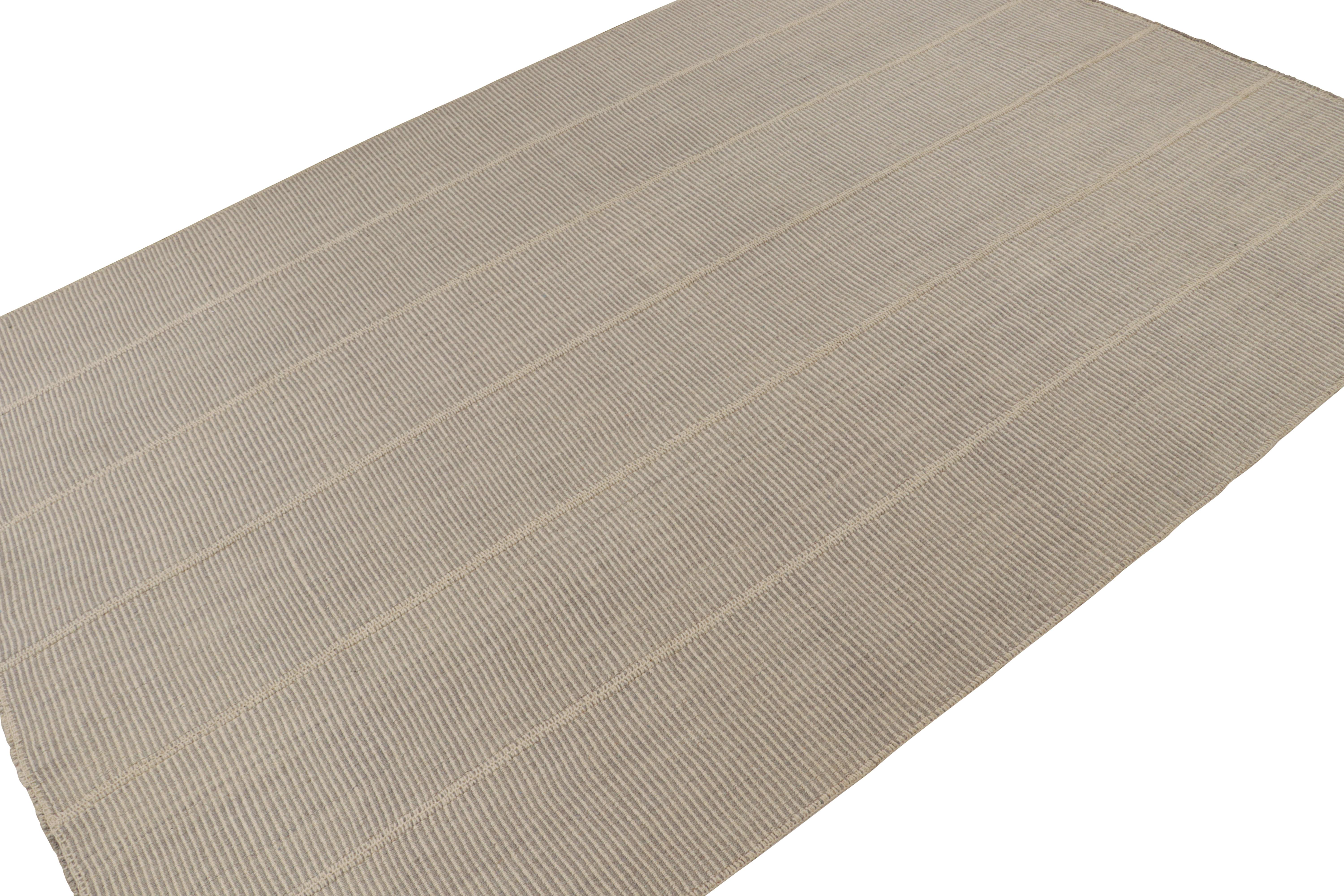 Rug & Kilim’s Contemporary Kilim in Gray & Cream Persa en venta