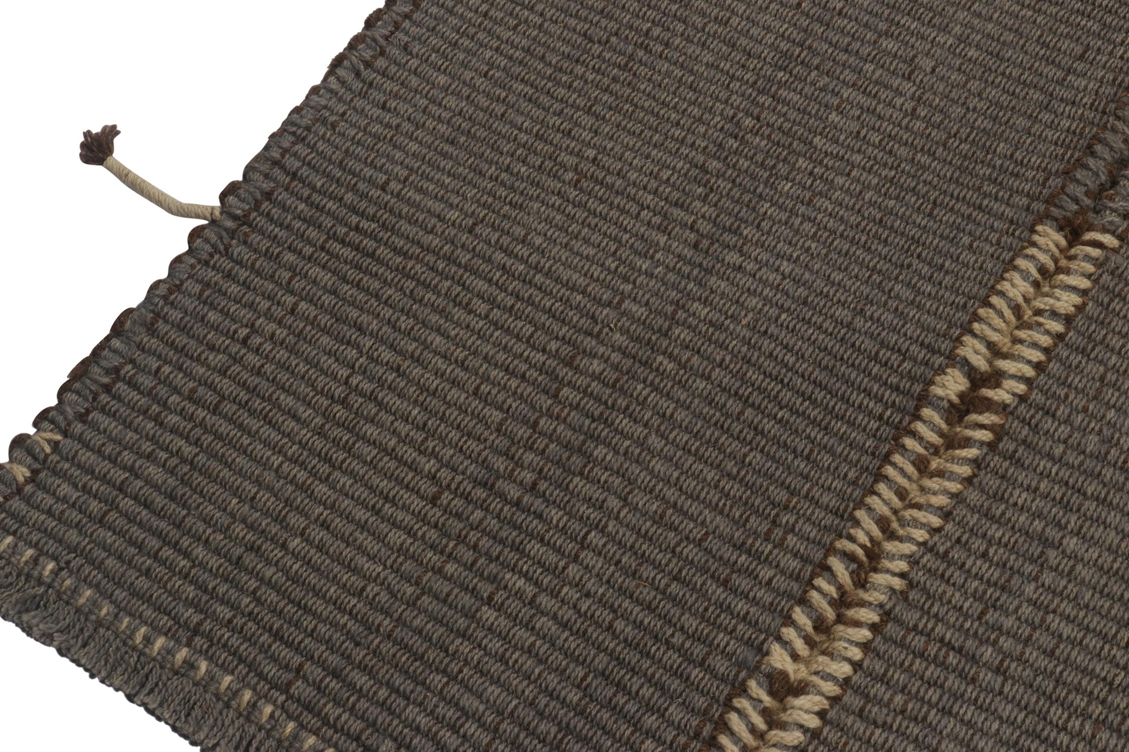 Afghano Rug & Kilim - Kilim contemporaneo in grigio con accenti beige e marroni in vendita