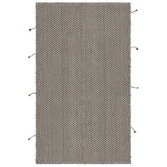Rug & Kilim's Contemporary Kilim in Gray with Blue and Brown Accents (Kilim contemporain en gris avec des accents bleus et bruns)