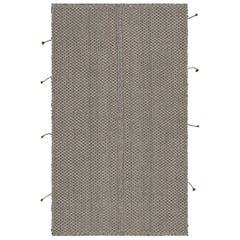 Rug & Kilim’s Contemporary Kilim in Gray with Blue and Brown Accents 