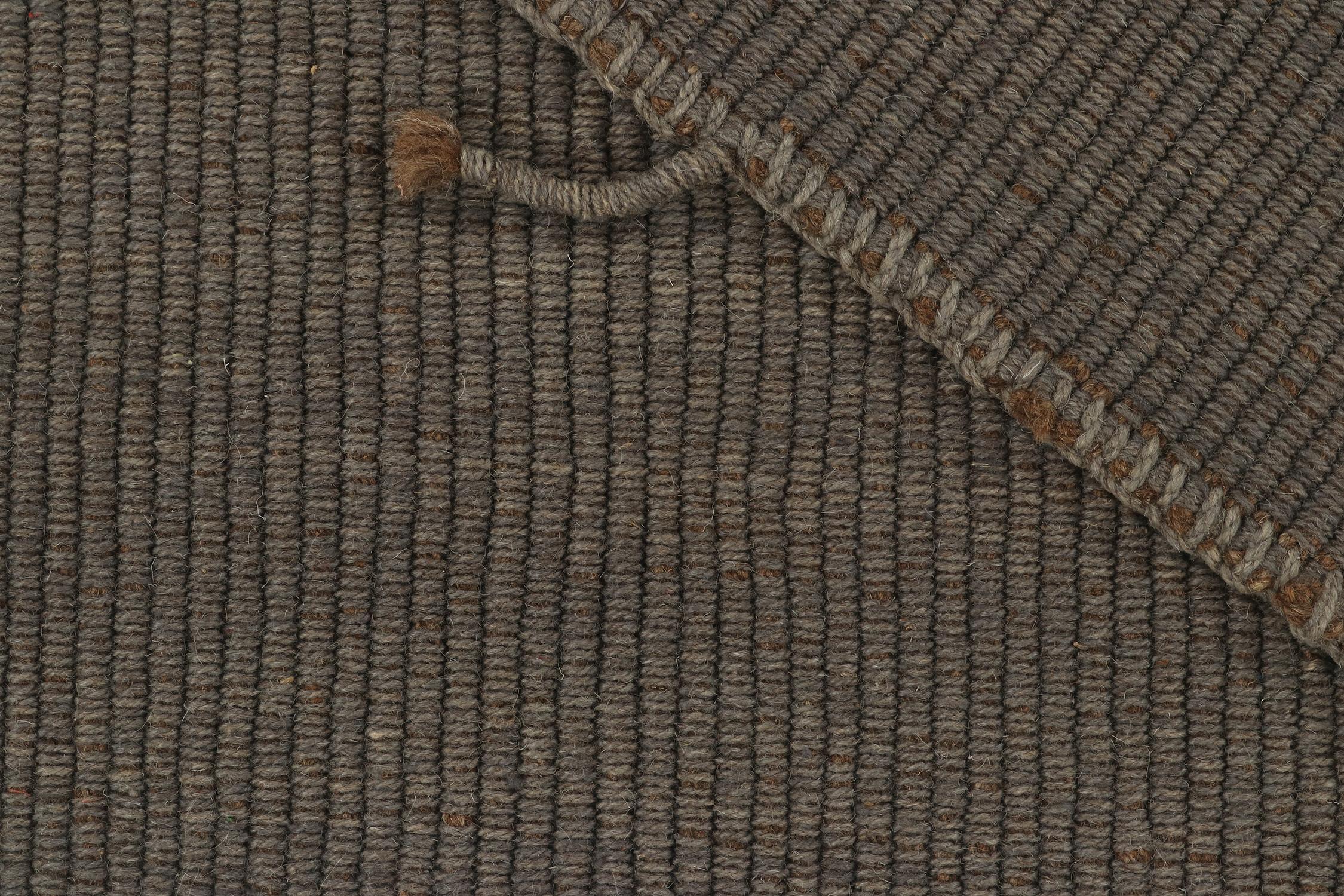 Rug & Kilim’s Contemporary Kilim in Gray with Brown Accents In New Condition For Sale In Long Island City, NY