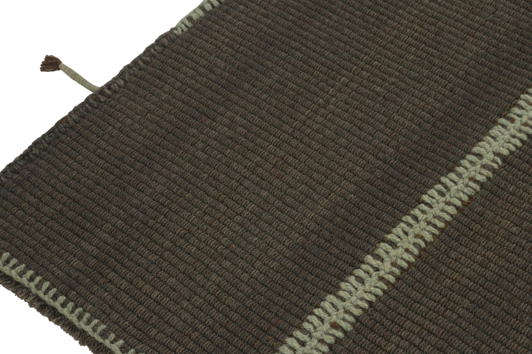 Kilim contemporáneo de Rug & Kilim en gris con detalles en marrón y azul claro Afgano en venta