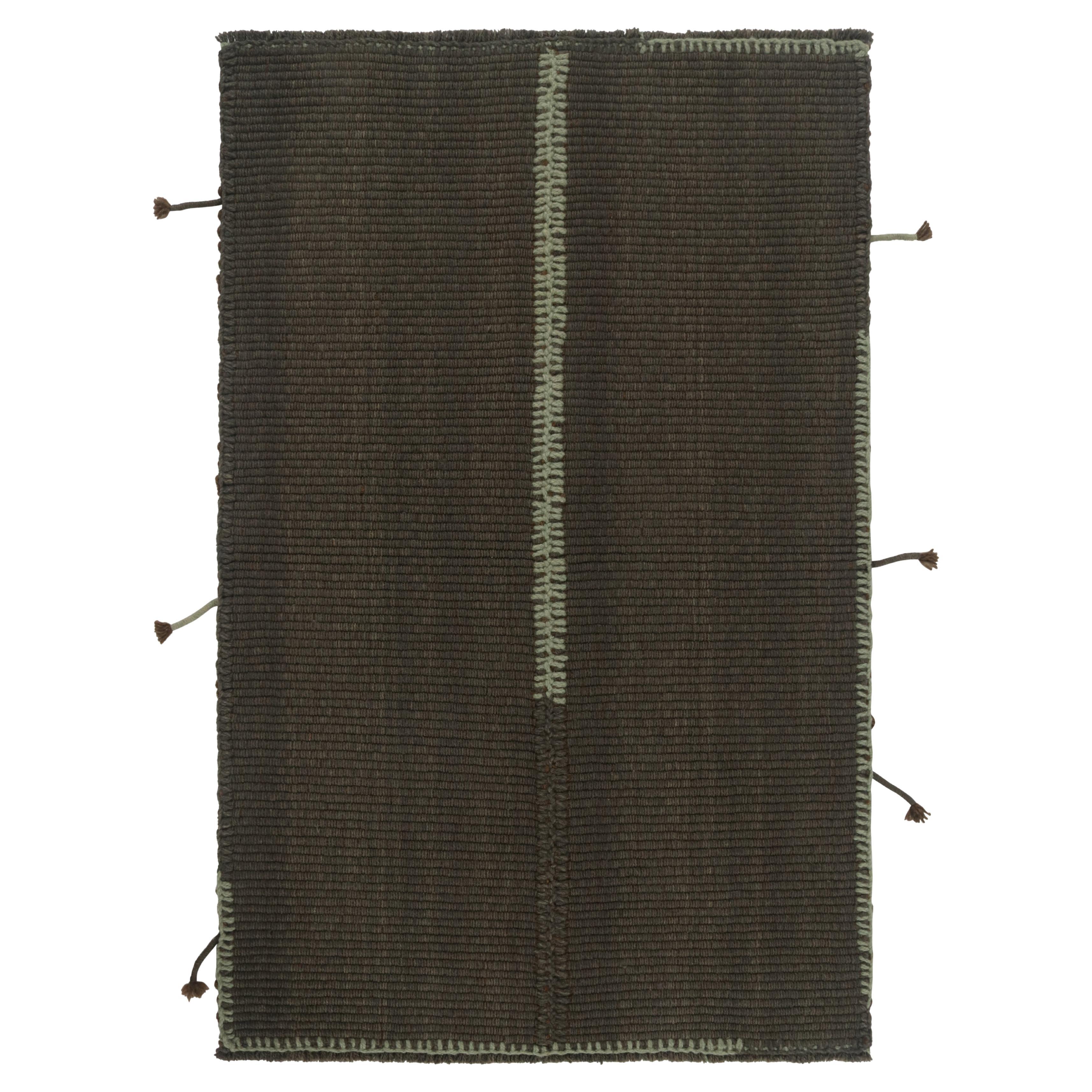 Rug & Kilim’s Contemporary Kilim in Gray with Brown and Light Blue Accents For Sale