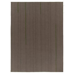 Rug & Kilim’s Contemporary Kilim in Gray with Green and Beige-Brown Accents