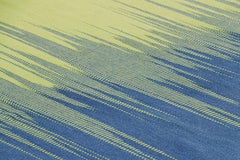 Rug & Kilim’s Contemporary Kilim in Green and Blue Stripes and Geometric Pattern