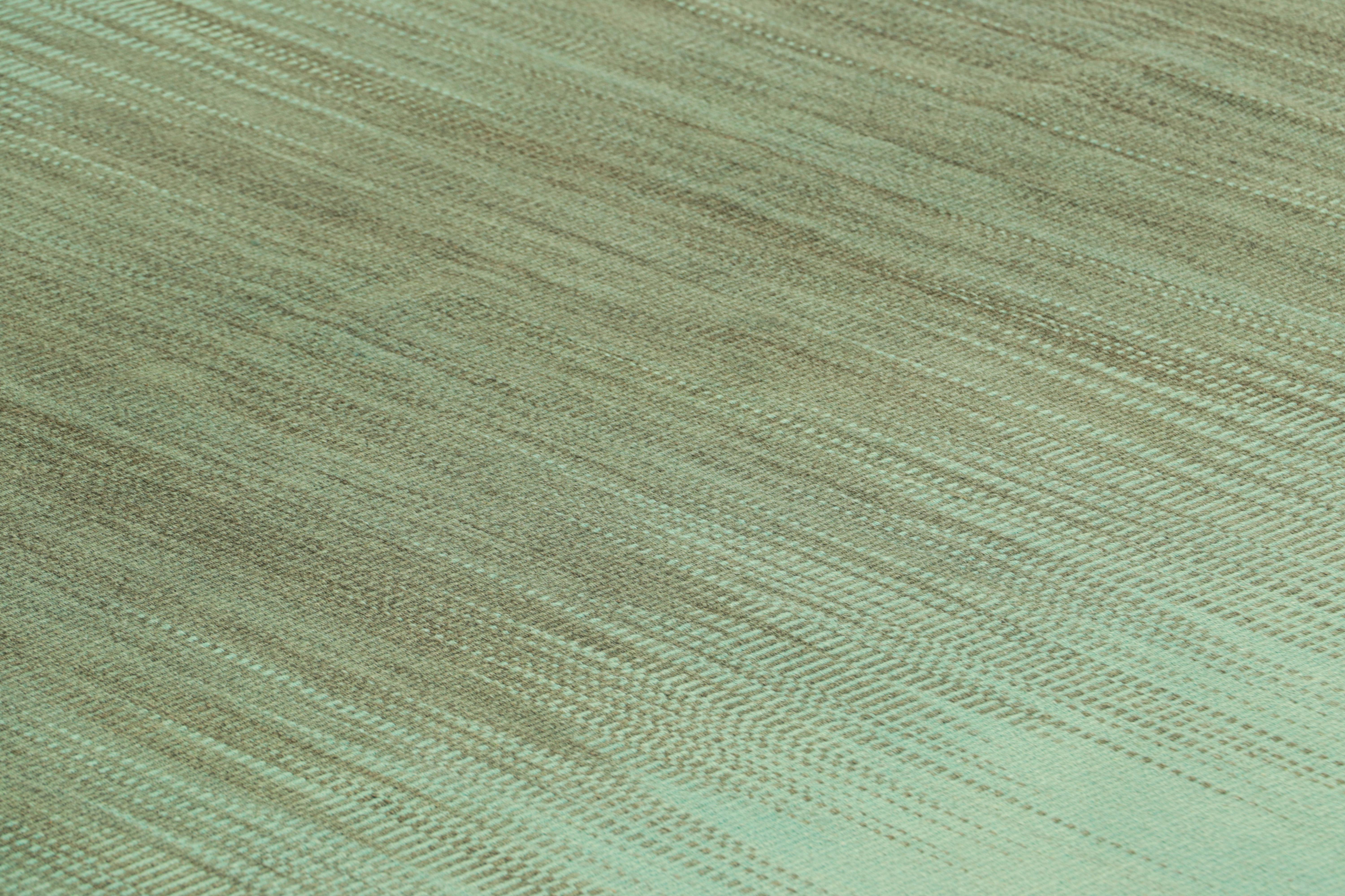 Tissé à la main en laine, ce kilim 6x9 est issu d'une nouvelle collection contemporaine inventive à tissage plat de Rug & Kilim.

Sur le Design : 

Cette version moderne du tissage de panneaux classique présente un jeu fabuleux et unique de rayures