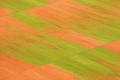 Rug & Kilim’s Contemporary Kilim in Green and Pink Stripes and Geometric Pattern