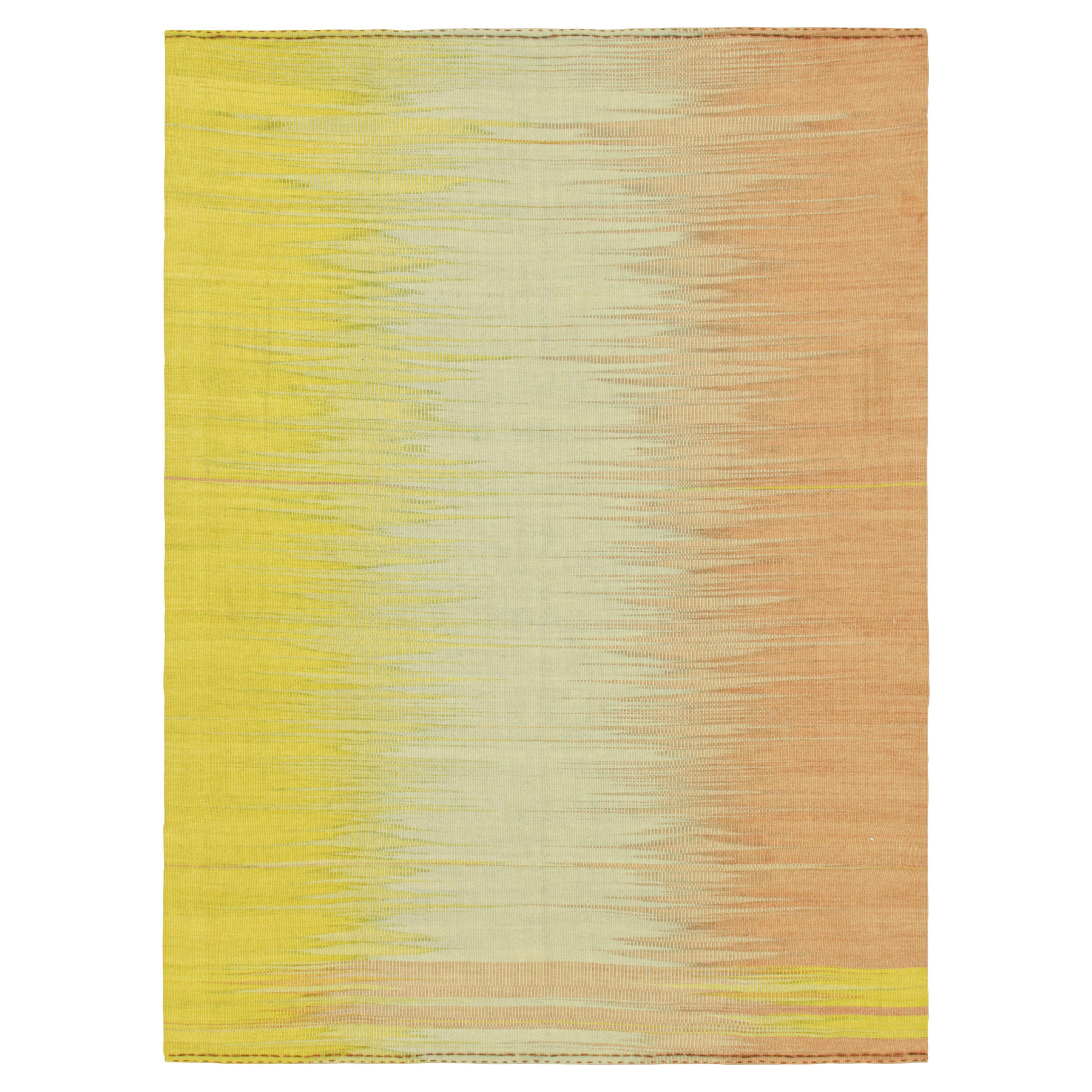 Rug
Kilim: Kilim contemporaneo a strisce e motivi verdi, pesca e blu