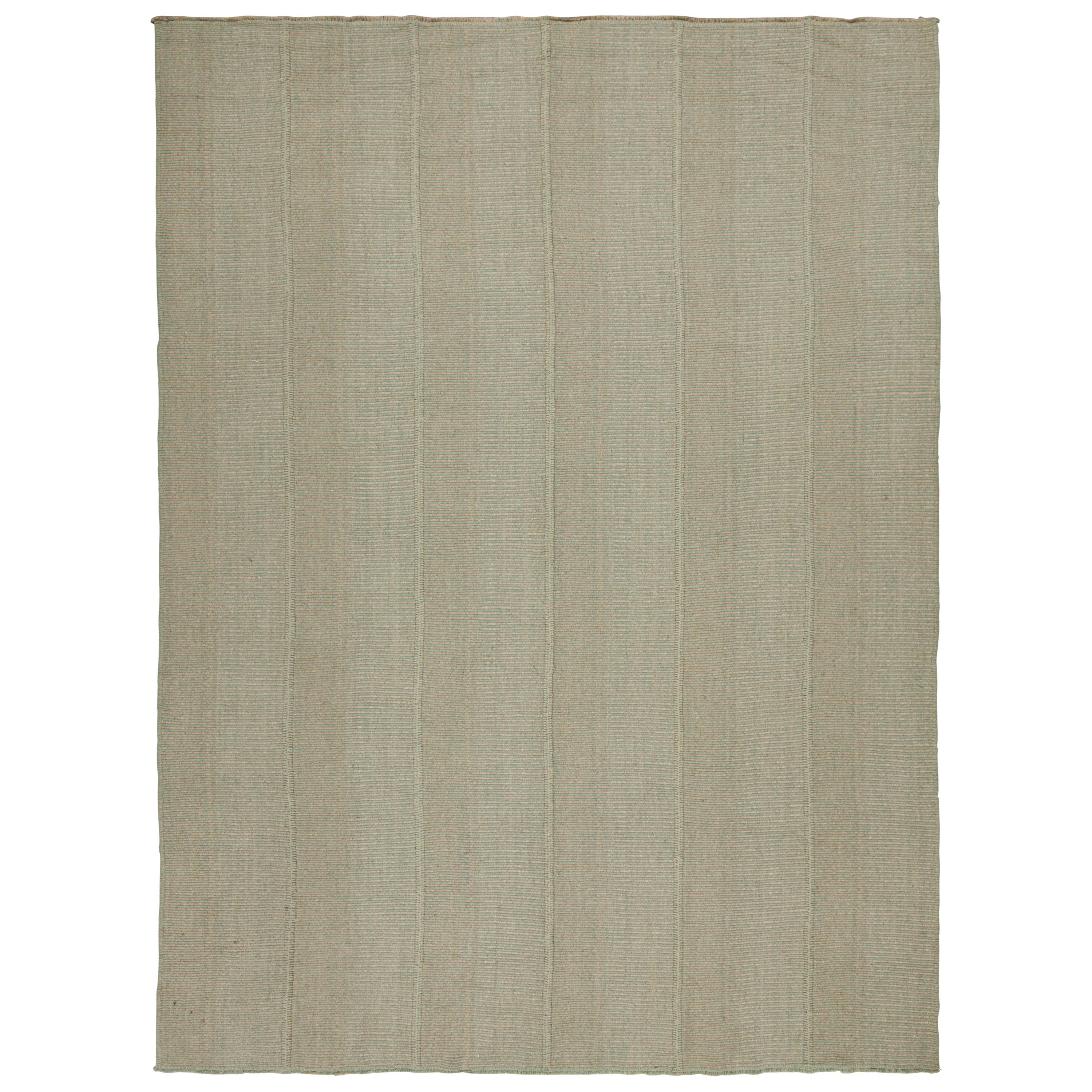 Rug & Kilim's Contemporary Kilim in Grün, mit beigefarbenen Akzenten