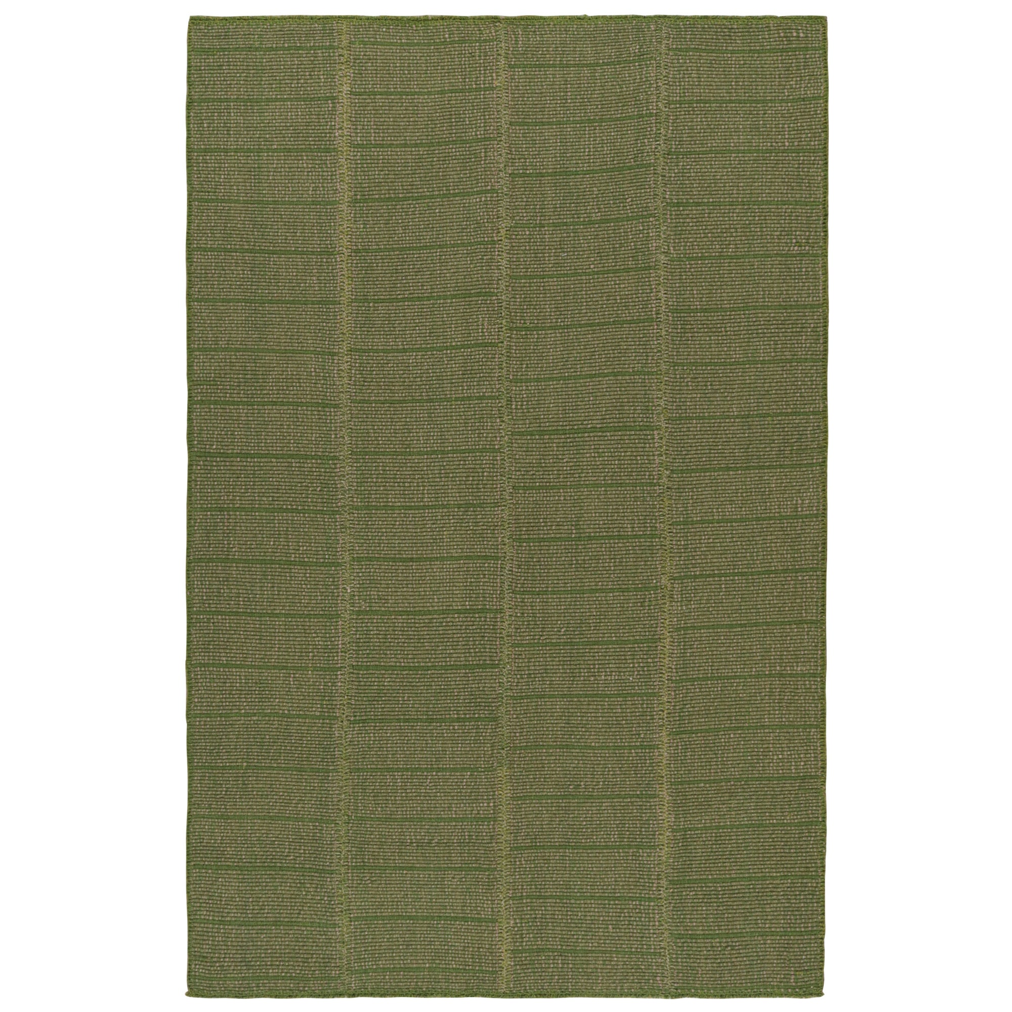 Rug & Kilim's Contemporary Kilim in Grün mit beigefarbenen Akzenten im Angebot