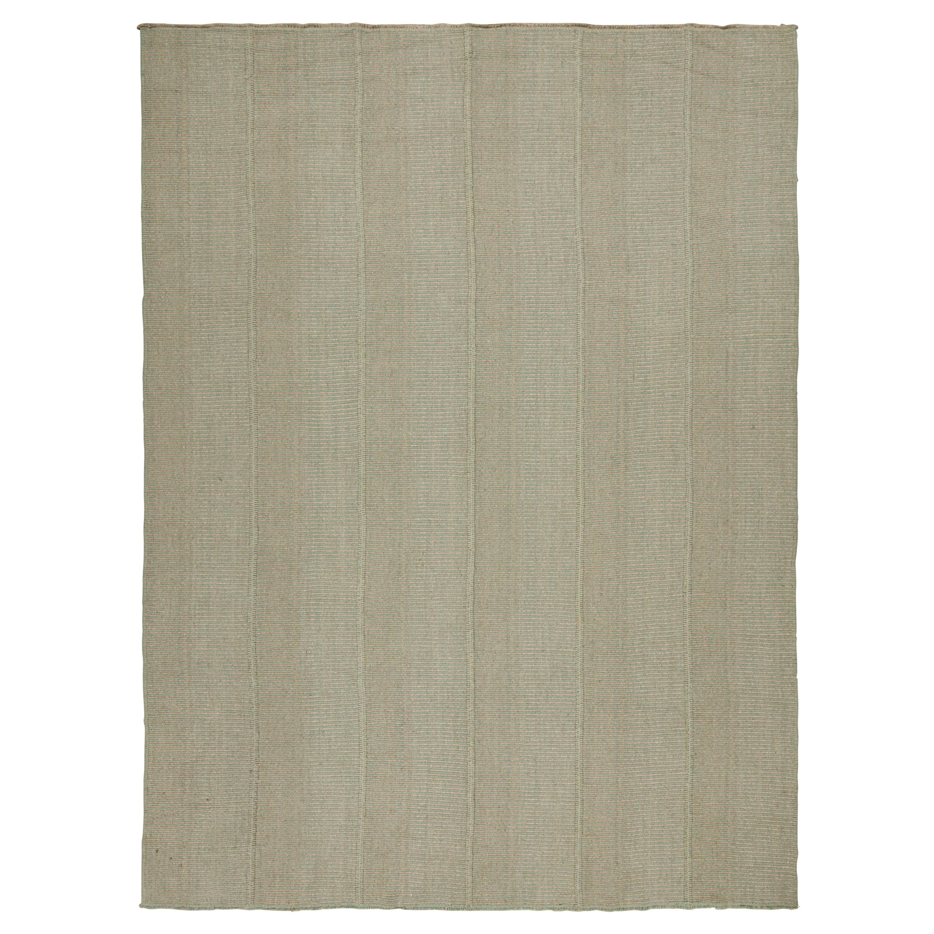 Rug 
Kilim
s Contemporary Kilim in Grün, mit beigefarbenen Akzenten