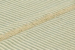 Rug & Kilim’s Contemporary Kilim in Ivory White and Blue Textural Stripes