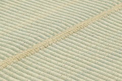 Rug & Kilim’s Contemporary Kilim in Ivory White and Blue Textural Stripes