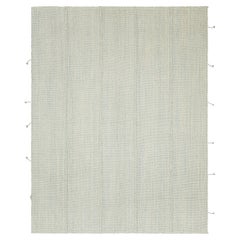 Rug 
Kilim - Kilim contemporaneo a strisce testuali in azzurro e bianco sporco