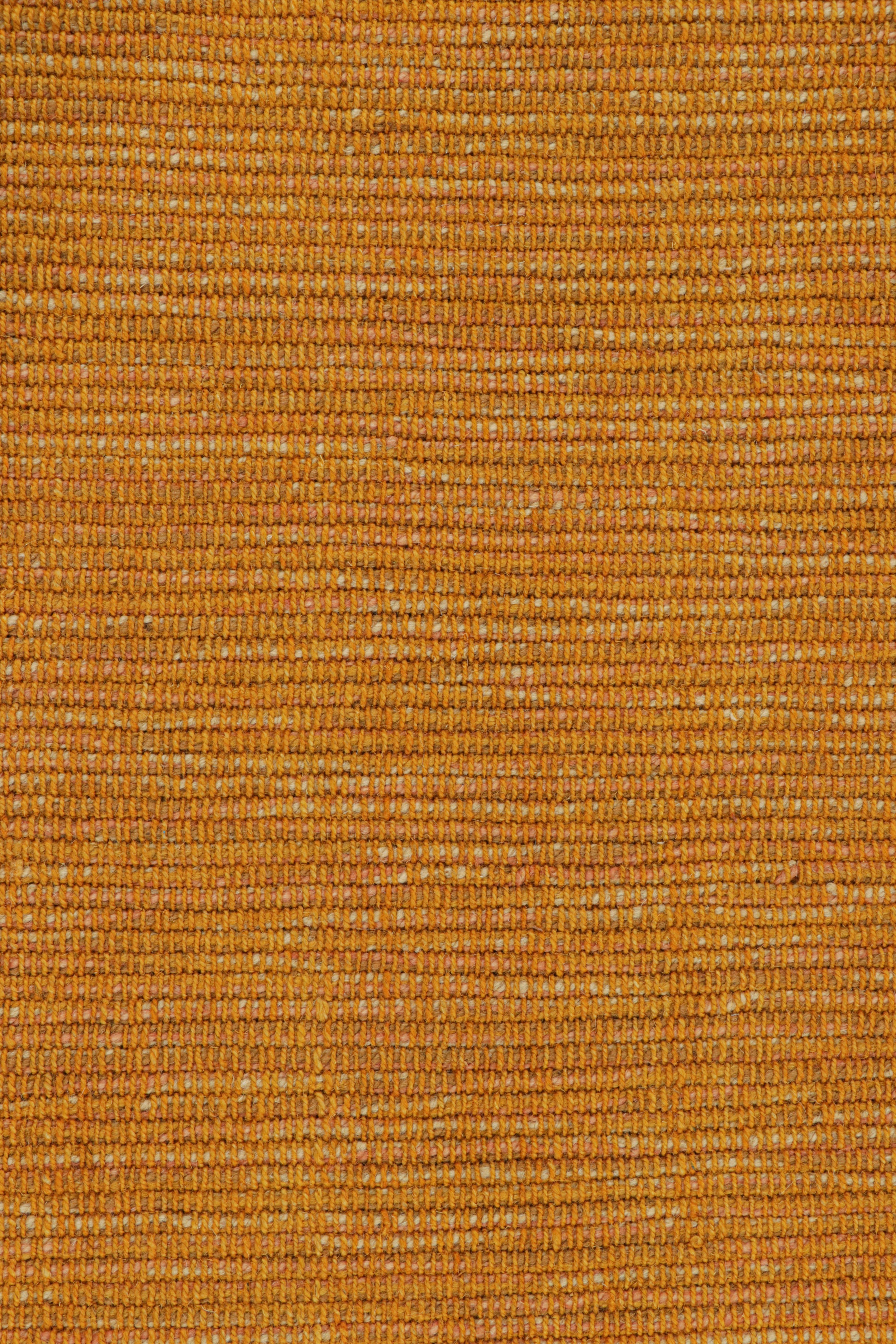Modern Rug & Kilim’s Contemporary Kilim in Ochre Gold Textural Stripes For Sale