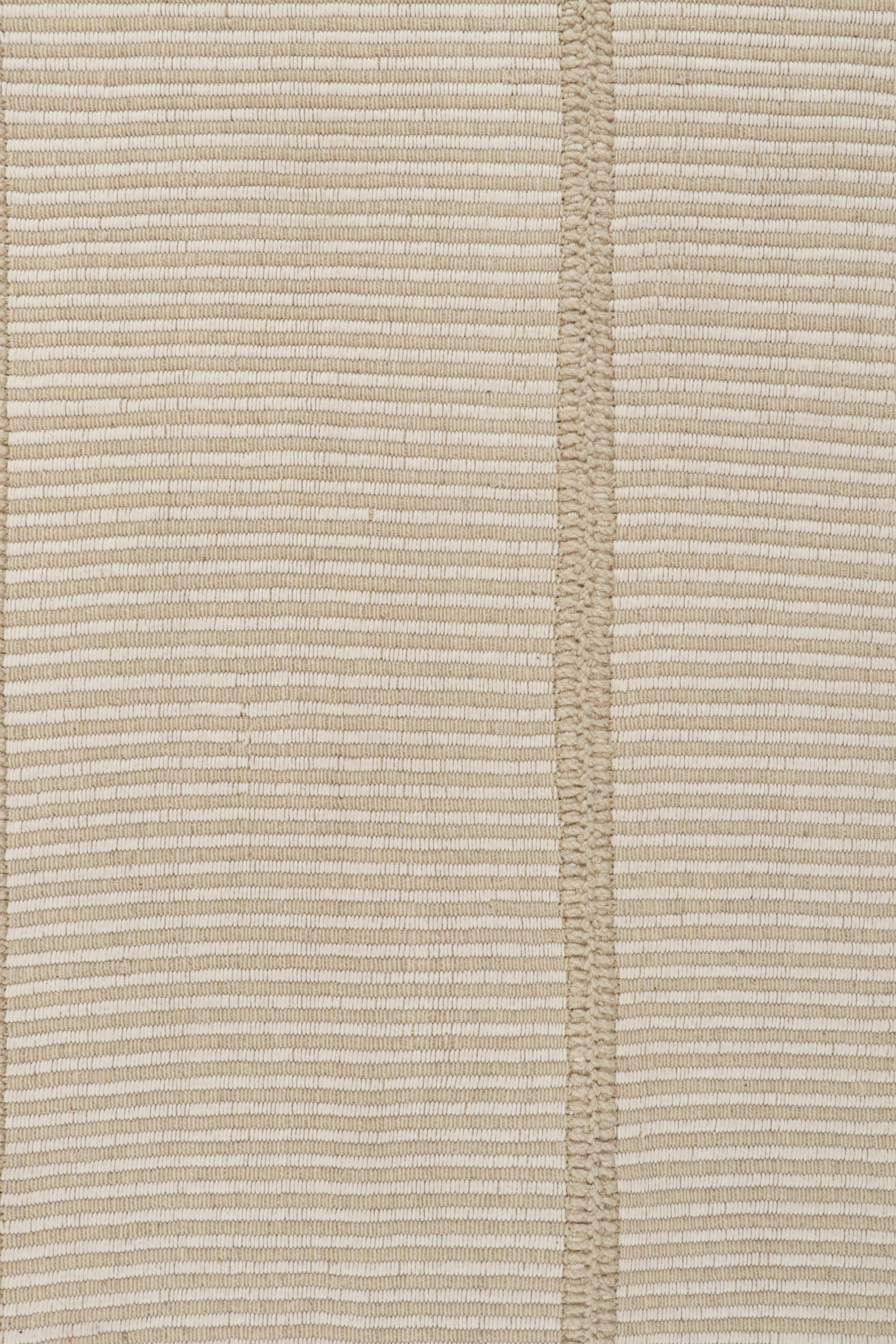 Modern Rug & Kilim’s Contemporary Kilim in Off-White and Beige Stripes For Sale