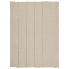 Rug & Kilim's Contemporary Kilim in Off-White und Beige gestreift