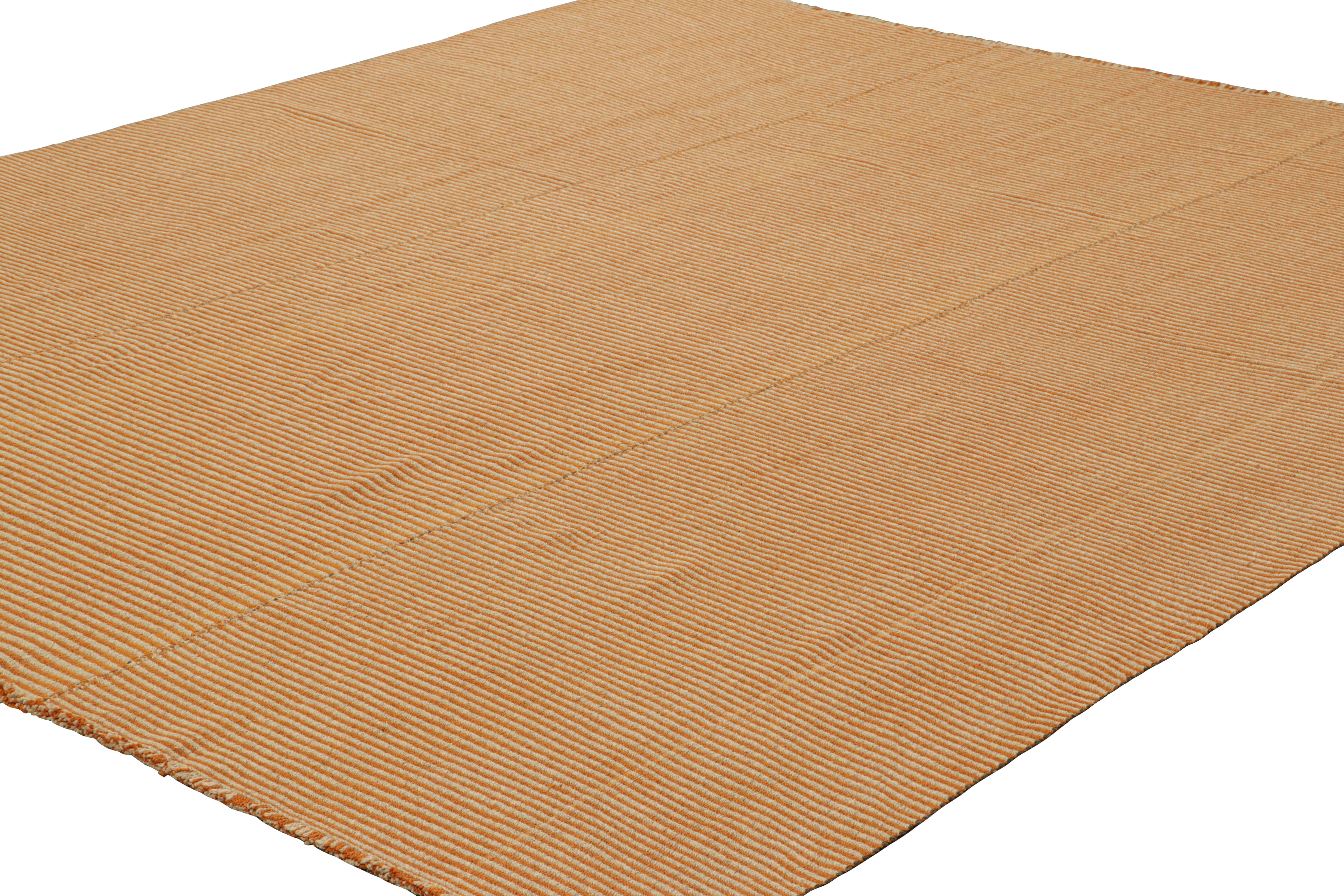Kilim contemporáneo de Rug & Kilim en rayas texturadas naranja y beige Afgano en venta