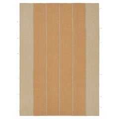Rug & Kilim’s Contemporary Kilim in Orange and Beige Textural Stripes