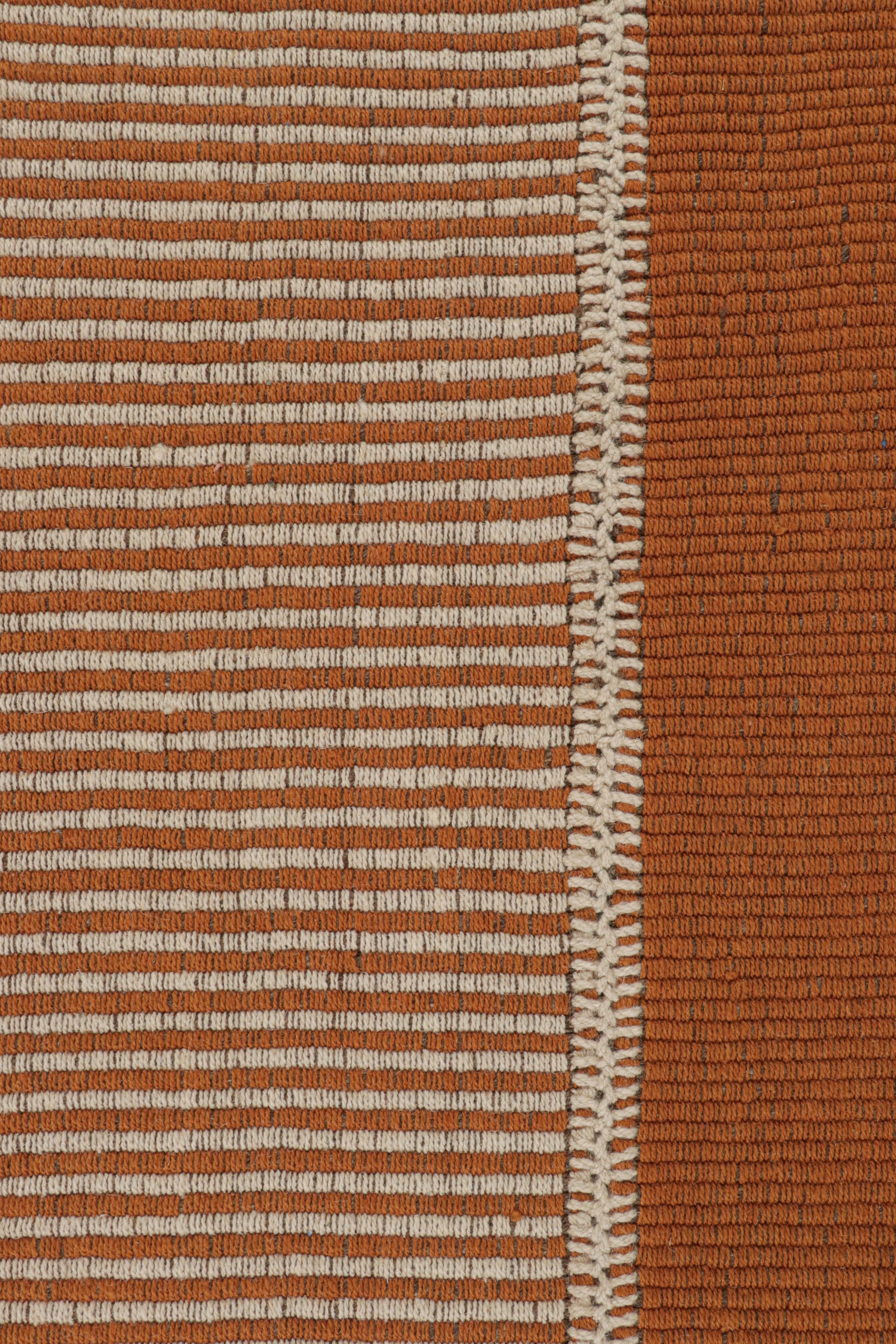 Modern Rug & Kilim’s Contemporary Kilim in Orange & Cream Stripes For Sale