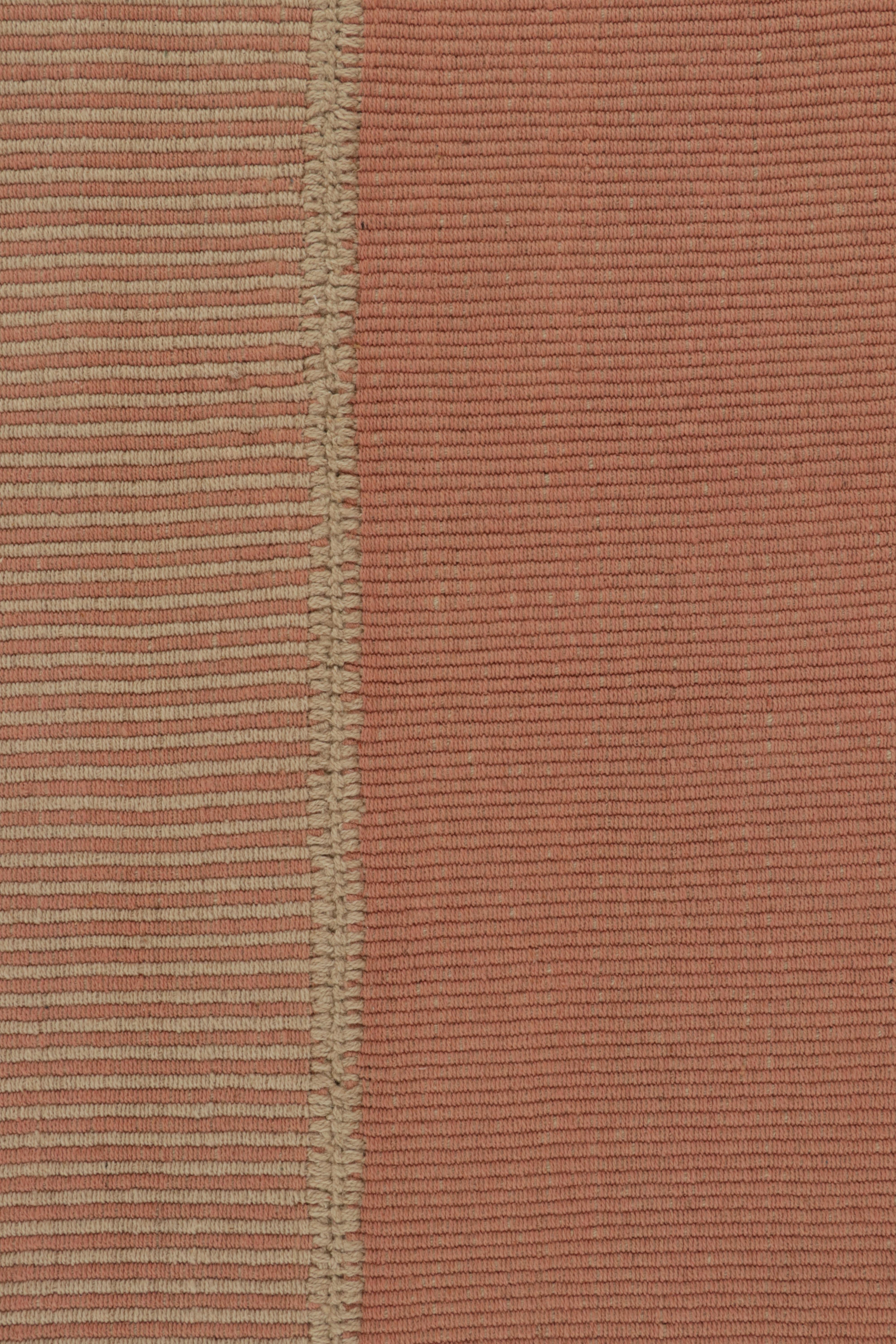 Rug & Kilim’s Contemporary Kilim in Pink and Beige Stripes In New Condition For Sale In Long Island City, NY