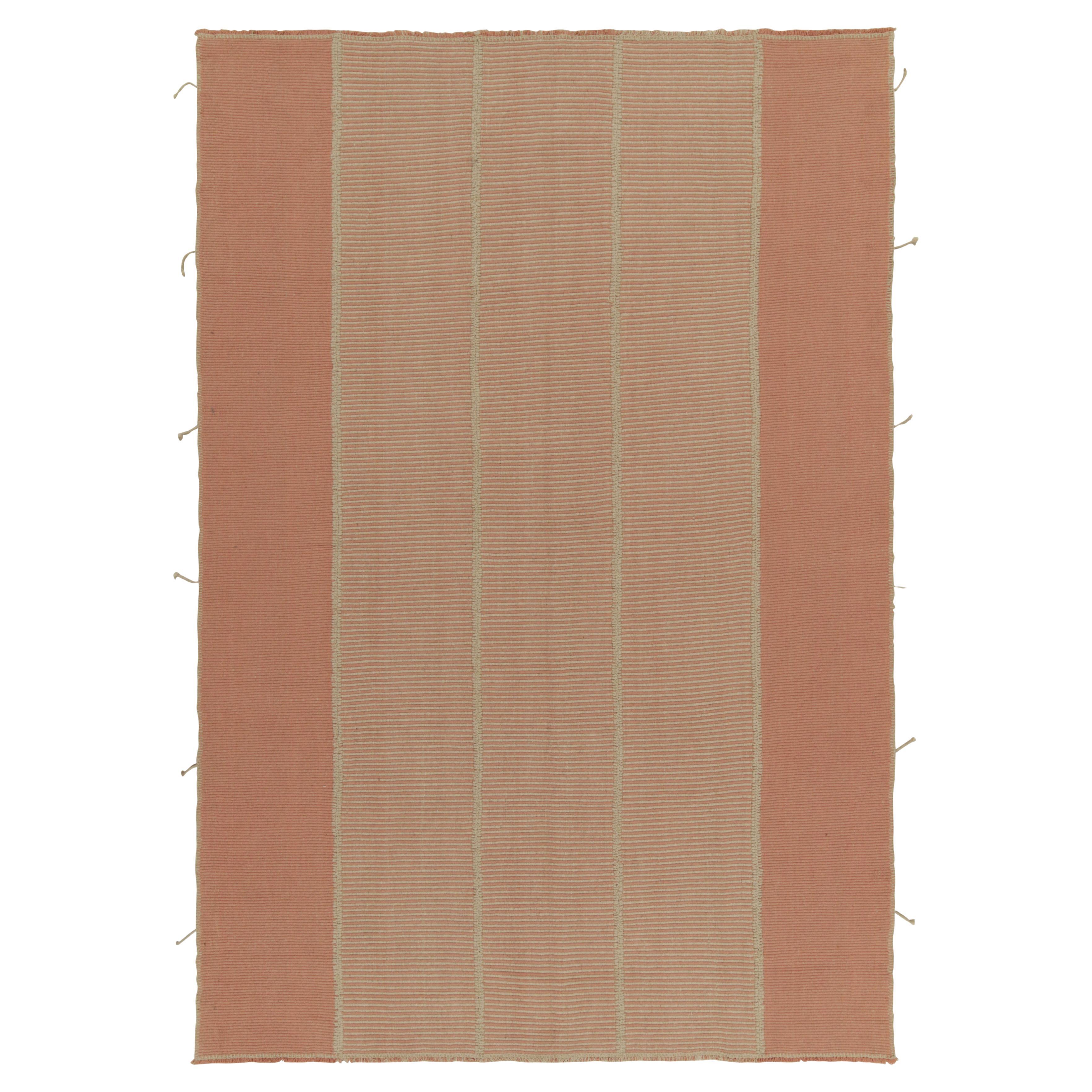 Rug & Kilim’s Contemporary Kilim in Pink and Beige Stripes