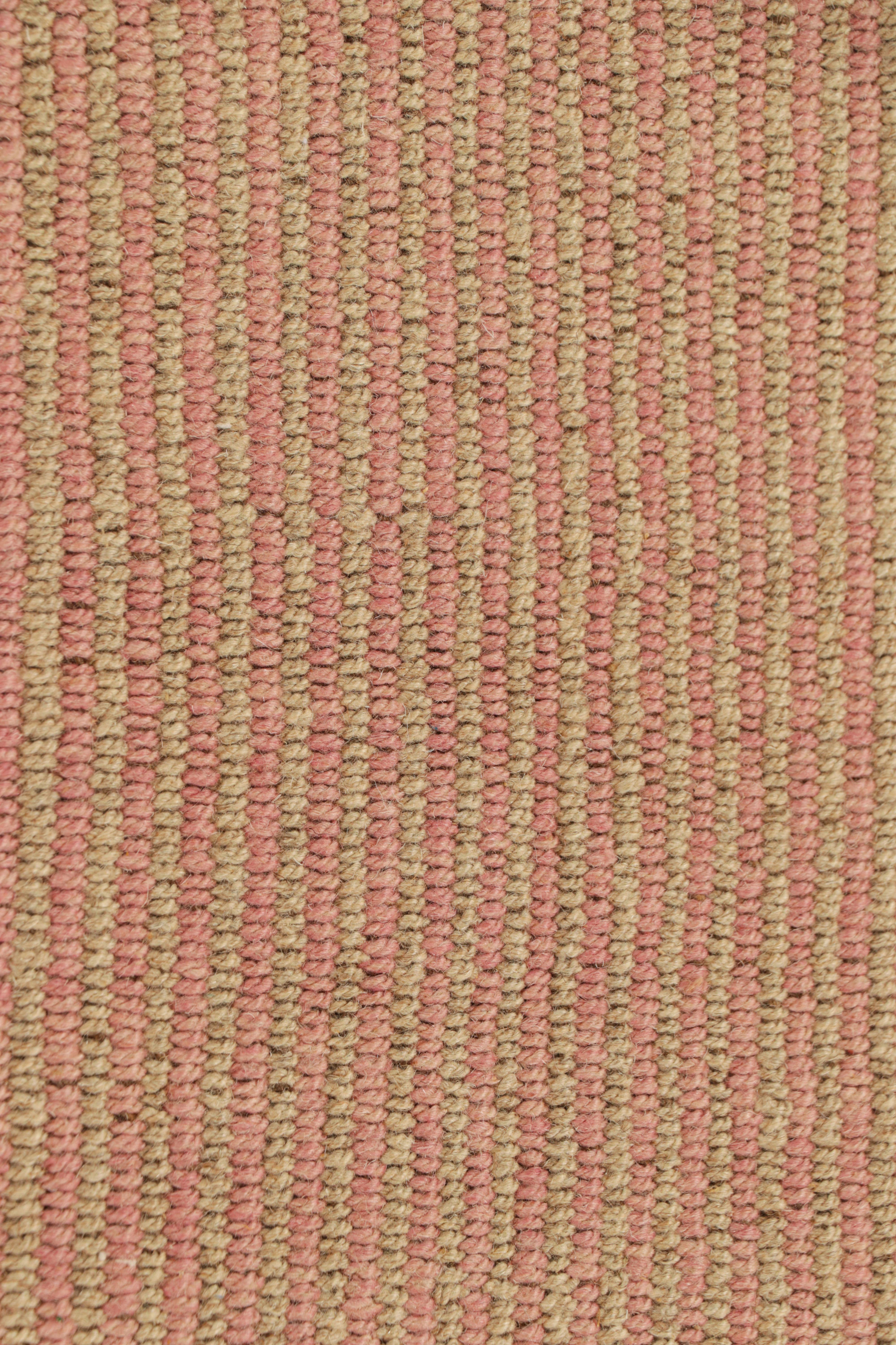 Modern Rug & Kilim’s Contemporary Kilim in Pink and Beige Textural Stripes For Sale
