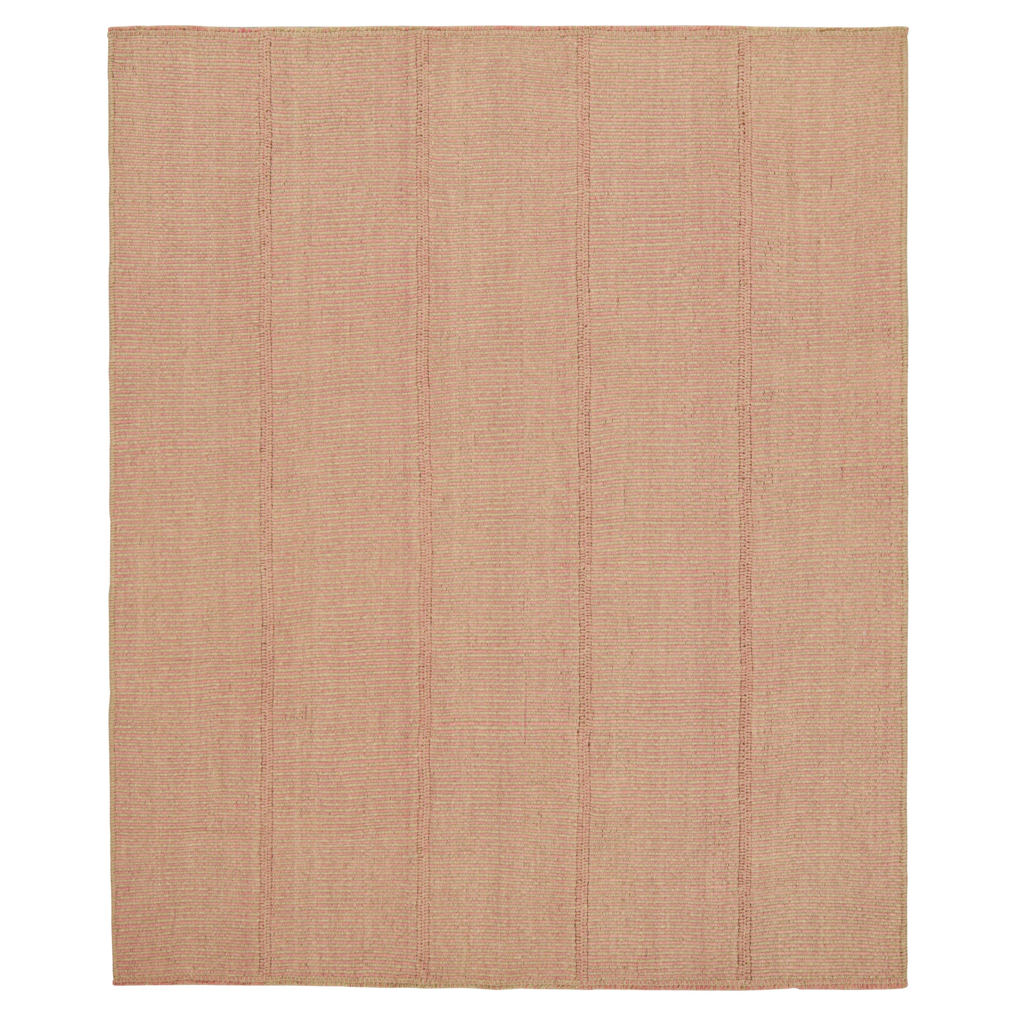 Rug & Kilim’s Contemporary Kilim in Pink and Beige Textural Stripes
