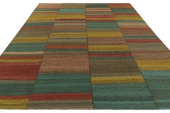Rug & Kilim’s Contemporary Kilim in Polychromatic Stripes & Geometric Patterns