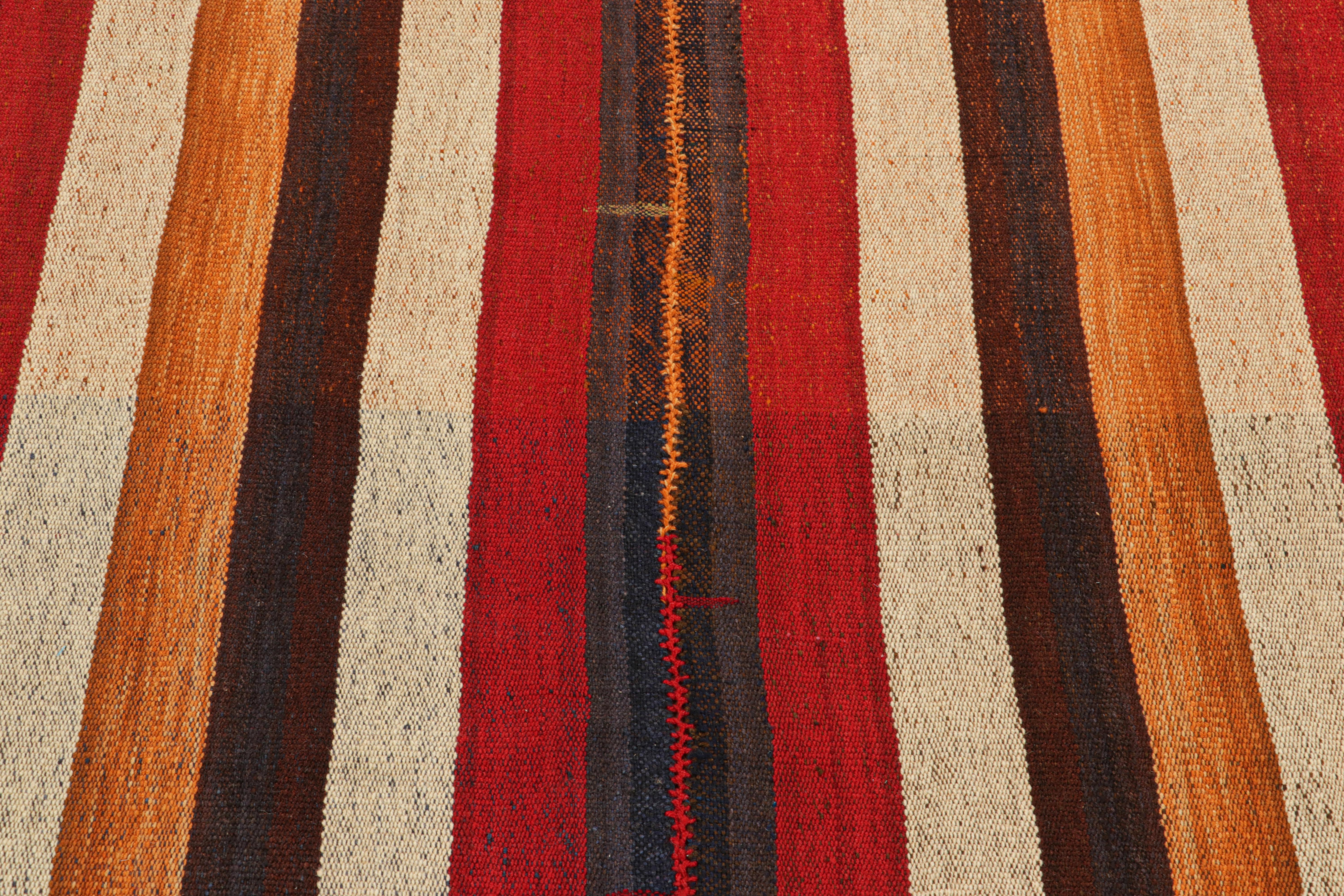 Modern Rug & Kilim’s Contemporary Kilim in Polychromatic Textural Stripes For Sale