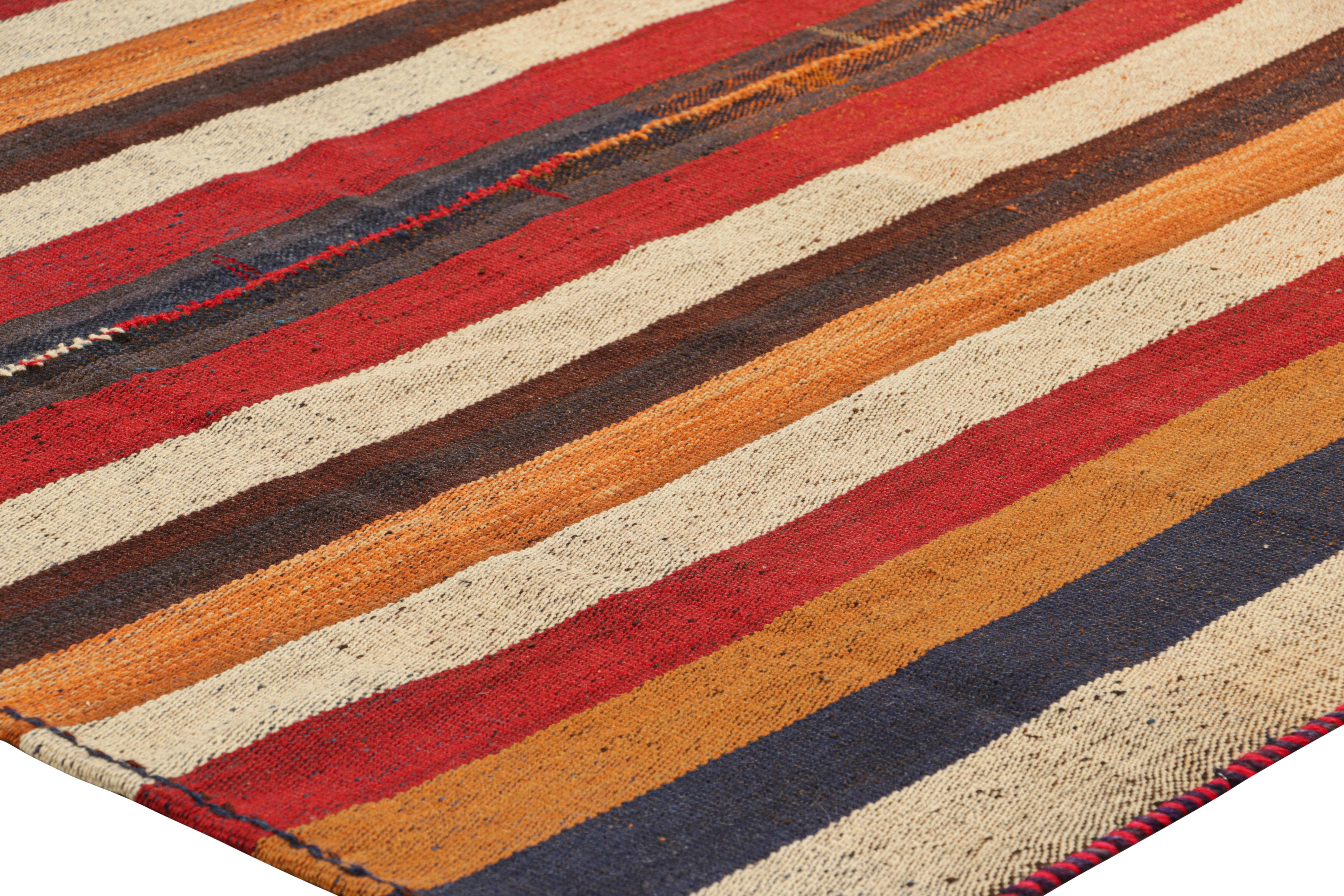Rug & Kilim’s Contemporary Kilim in Polychromatic Textural Stripes In New Condition For Sale In Long Island City, NY