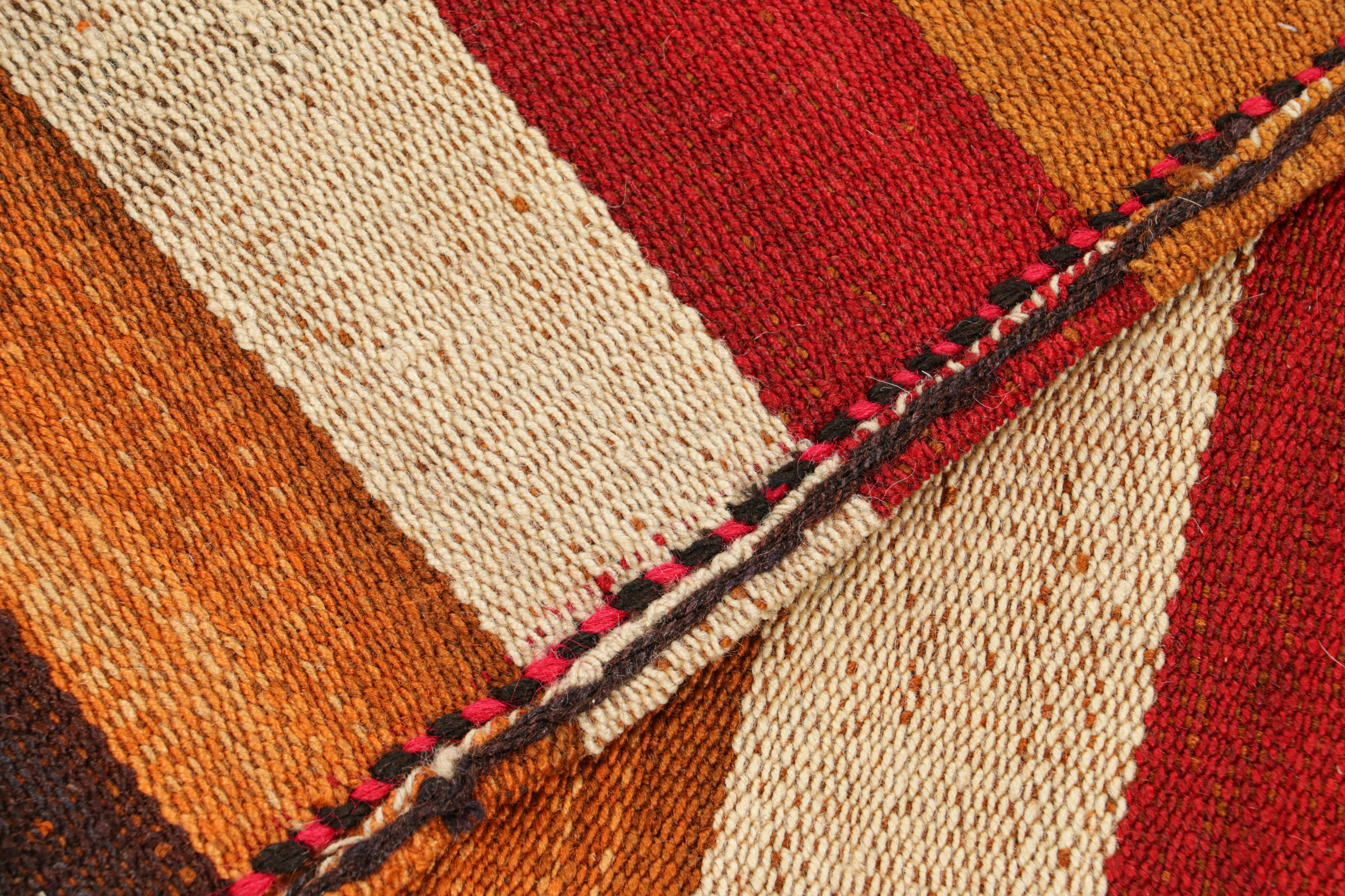 Wool Rug & Kilim’s Contemporary Kilim in Polychromatic Textural Stripes For Sale