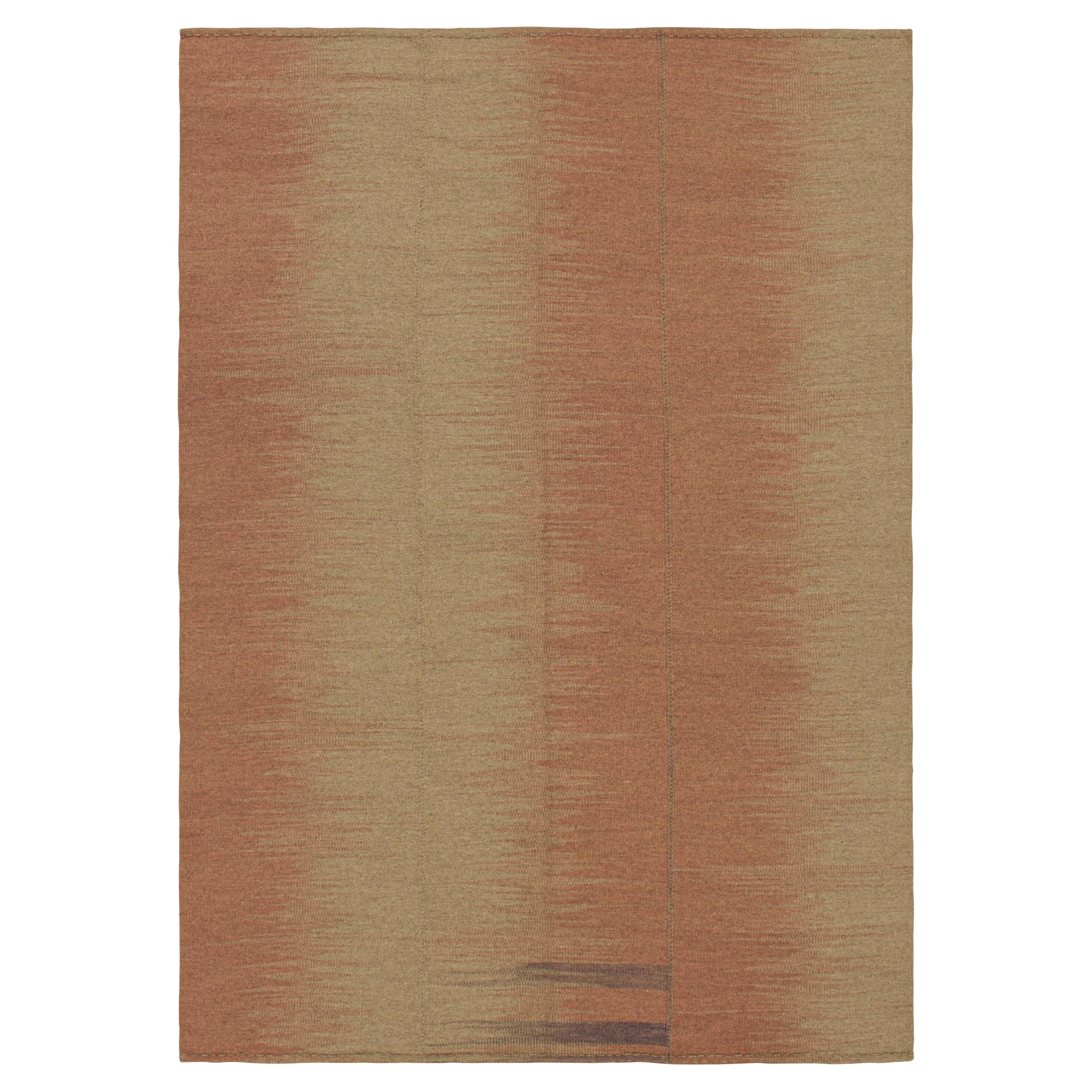 Rug & Kilim’s Contemporary Kilim in Red and Beige Stripes and Geometric Patterns