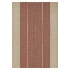 Rug & Kilim's Contemporary Kilim in Red and Beige Textural Stripes (Kilim contemporain à rayures texturées rouges et beiges) 