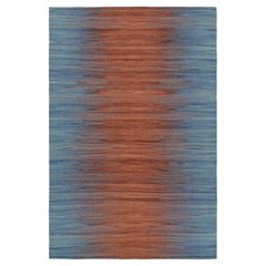 Rug & Kilim’s Contemporary Kilim in Red and Blue Stripes and Geometric Pattern