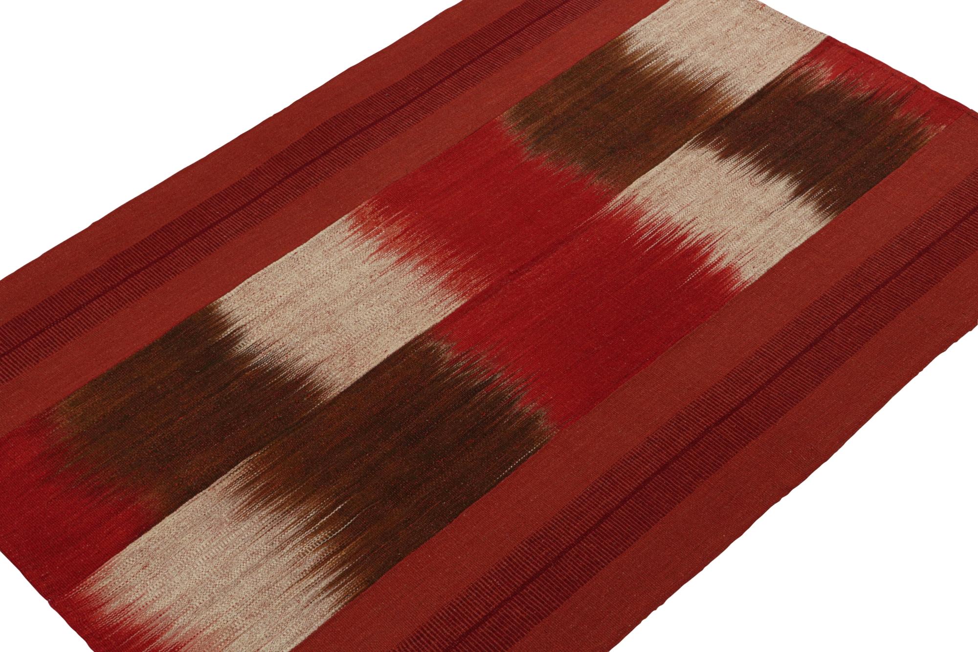 Persian Rug & Kilim’s Contemporary Kilim in Red, Brown and Off-White For Sale