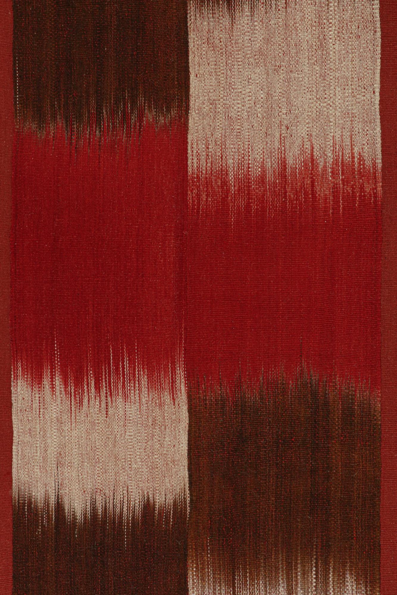 Wool Rug & Kilim’s Contemporary Kilim in Red, Brown and Off-White For Sale