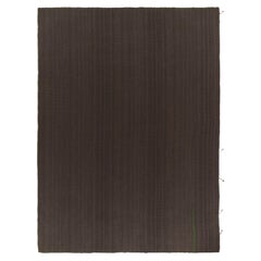 Rug & Kilim's Contemporary Kilim in Rich Brown Stripes, Panel Woven style (en anglais)