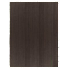Rug & Kilim’s Contemporary Kilim in Rich Brown Stripes, Panel Woven style